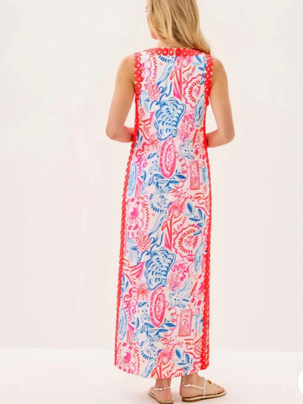 Lilly Pulitzer Sadie Maxi Romper Dress NWT in Resort White Sun Sea Sand Size 12 - Picture 3 of 11